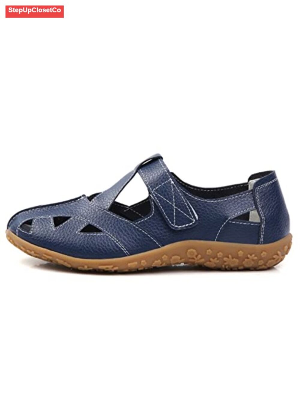 Wanphoo Genuine Leather Perforated Slip-On Sandals Breathable Casual Shoes